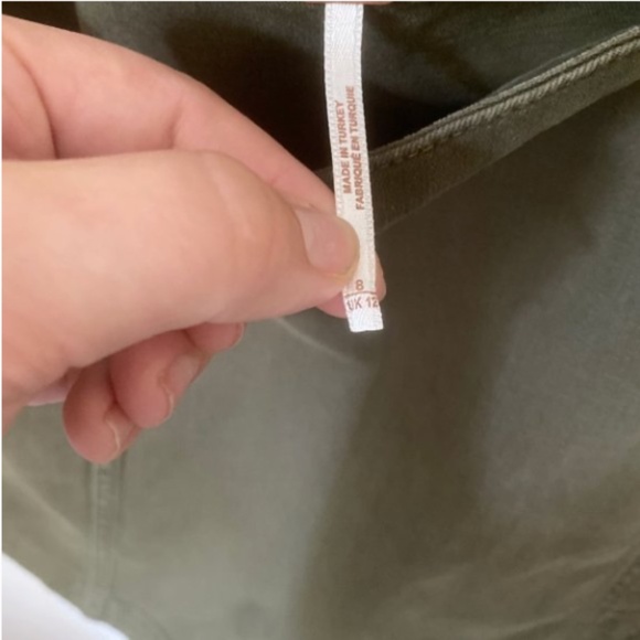 Free People Side Button Mini Skirt | Army Green Cotton Blend | Size 8 - Picture 5 of 7